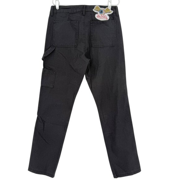 Von Dutch Men's Eye Logo Patch Double Knee Patch Black Utility Pants 32x32 NWT - Picture 2 of 12